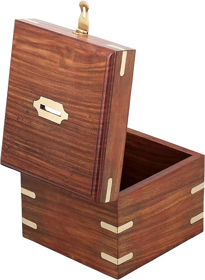 GURU JEE Handmade Indian Wooden Piggy Bank Decoration Unique Keepsake Small Square Piggy Money Saving Bank Gifts for Kids and Adults (Design 2) - Image 2